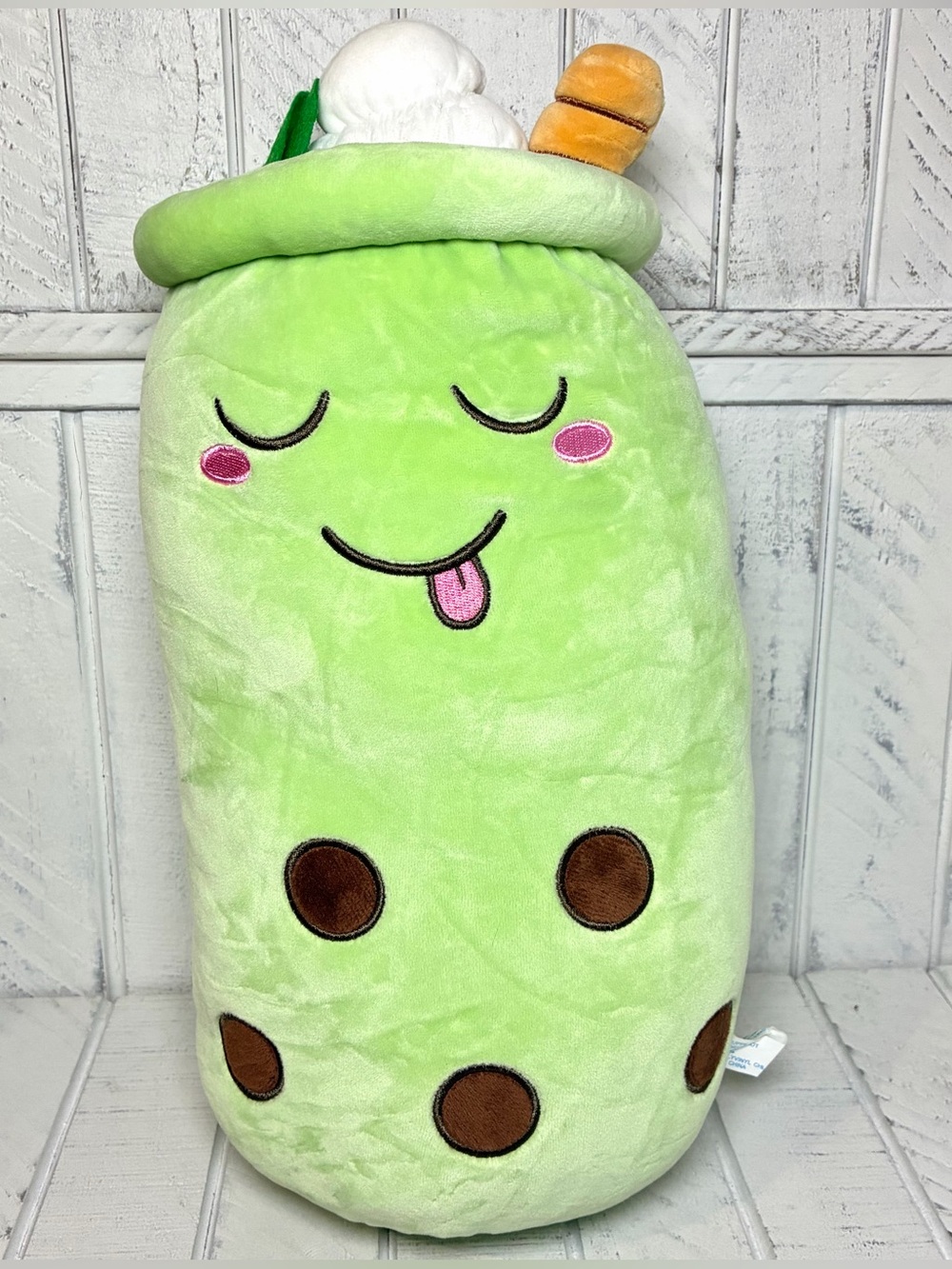 Kawaii Matcha Green Tea Boba Drink Plush Cute Soft Foodie Stuffed Toy 15”